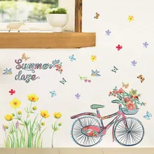 Стиль наклейки на стену производители оптом XL7165 Лето день велосипед Мода девушка спальня креативное украшение наклейки на стену