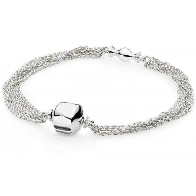 

2017 New Authentic 925 Sterling Silver Fit Original Stable Lock DIY Charm Snake Chain Link Hand Bangle Bracelet Jewelry