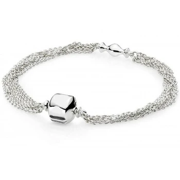 

2017 New Authentic 925 Sterling Silver Fit Original Stable Lock DIY Charm Snake Chain Link Hand Bangle Bracelet Jewelry