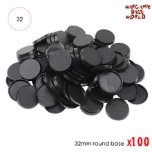 Bases de plástico de 32mm para juegos de mesa, bases de modelos de 100 uds, bases redondas de 32mm