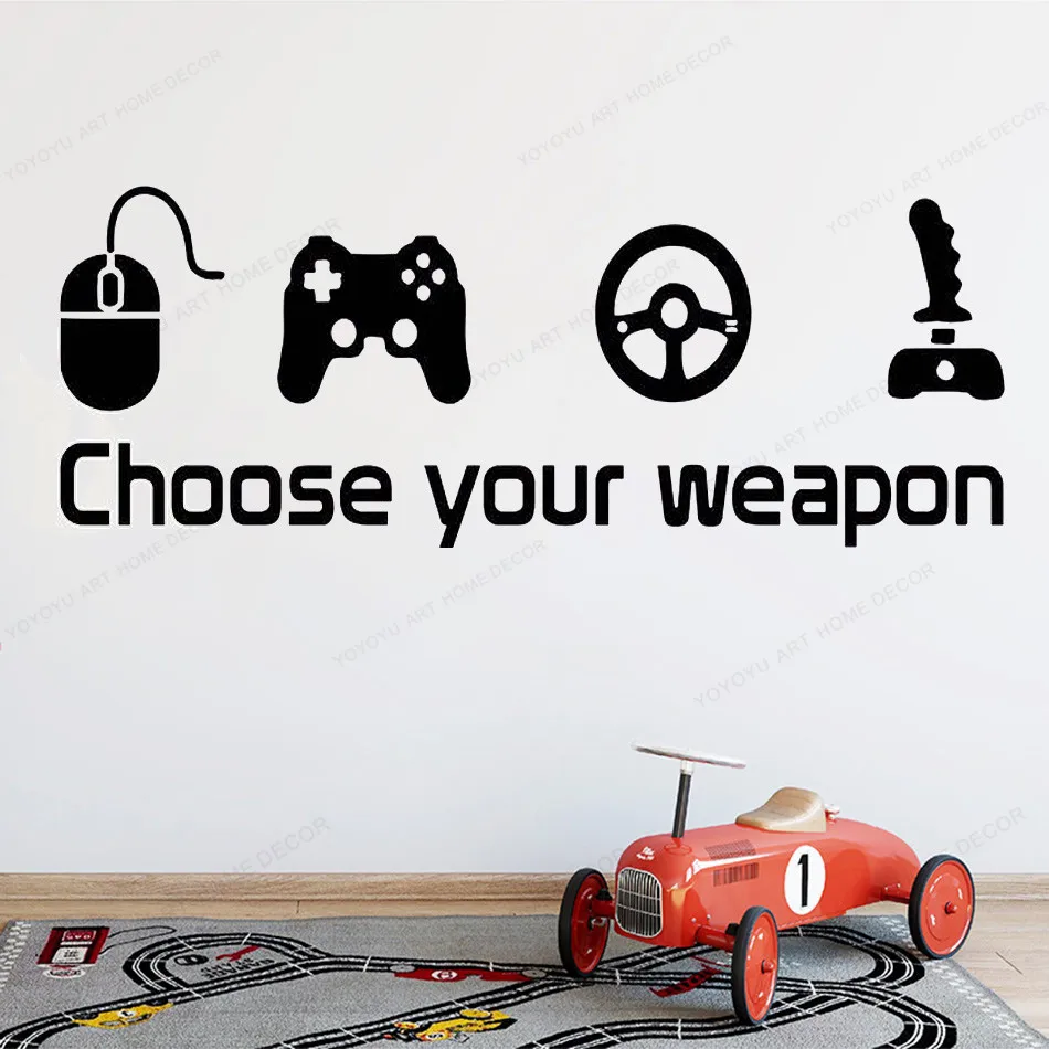 

Game vinyl Wall Sticker choose your weapon quote walll decal game controller wall decor kids room wall art mural HJ482