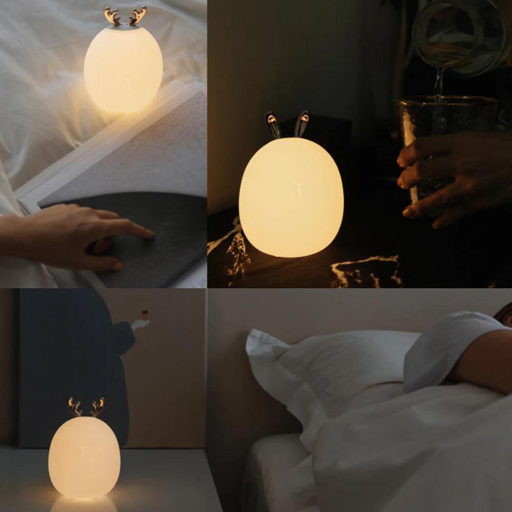  LED Night Light Cute Dimmable Rabbit/Giraffe Shape Silicone LED Cartoon Lamp USB Rechargeable For C - 4000182733460