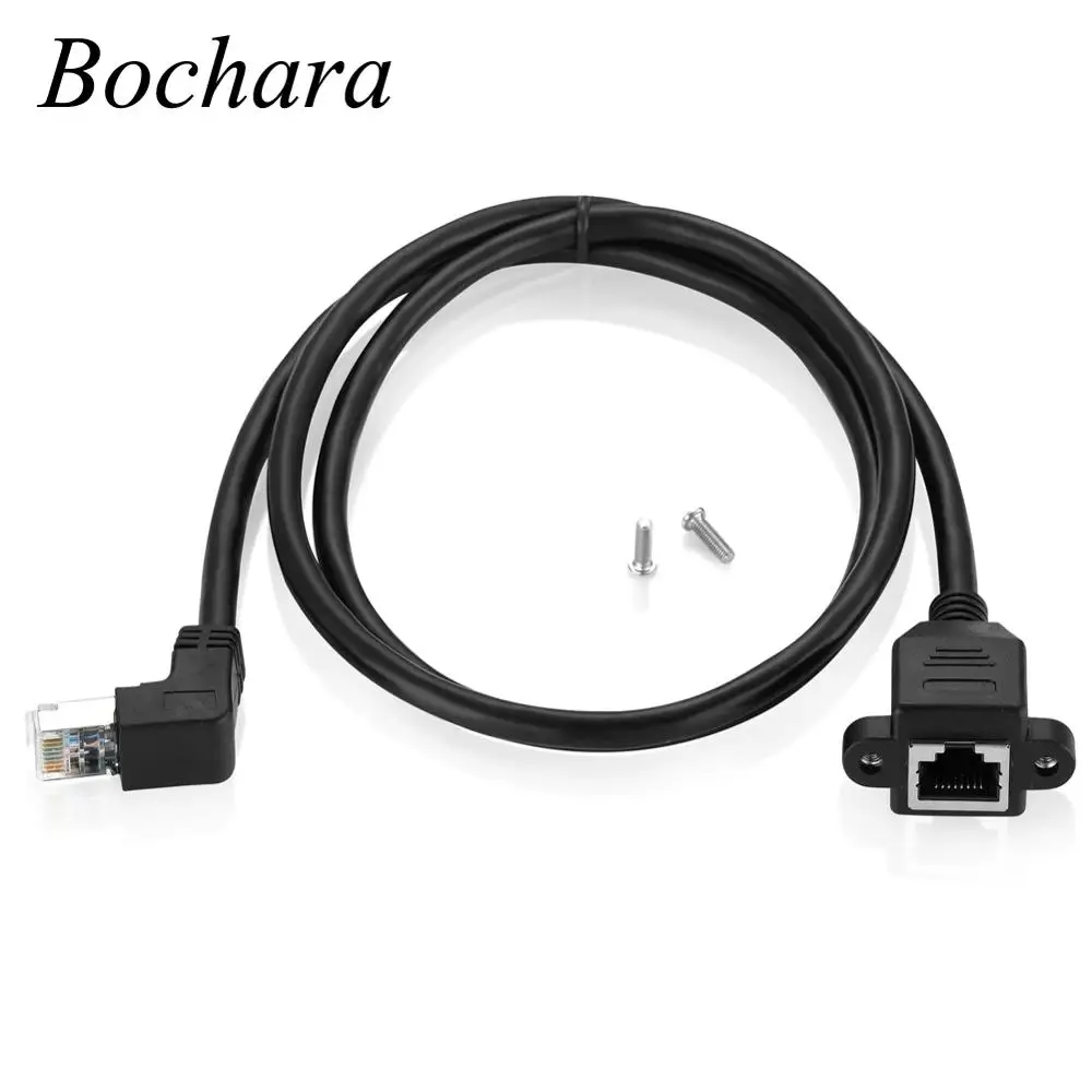 Кабель RJ45 Ethernet CAT 6 30 см 1 м Bochara M/F удлинительный экранированный с винтовым