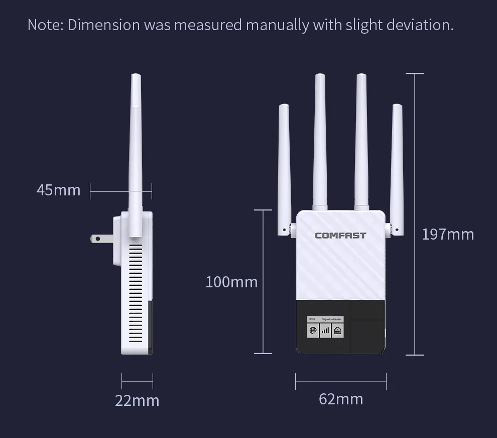 COMFAST 1200Mbps Màn Hình OLED Thông Minh Repeater WiFi 2 Băng Tần 2.4G & 5G Không Dây Mở Rộng Tín Hiệu Wi-Fi Phạm Vi bộ Khuếch Đại