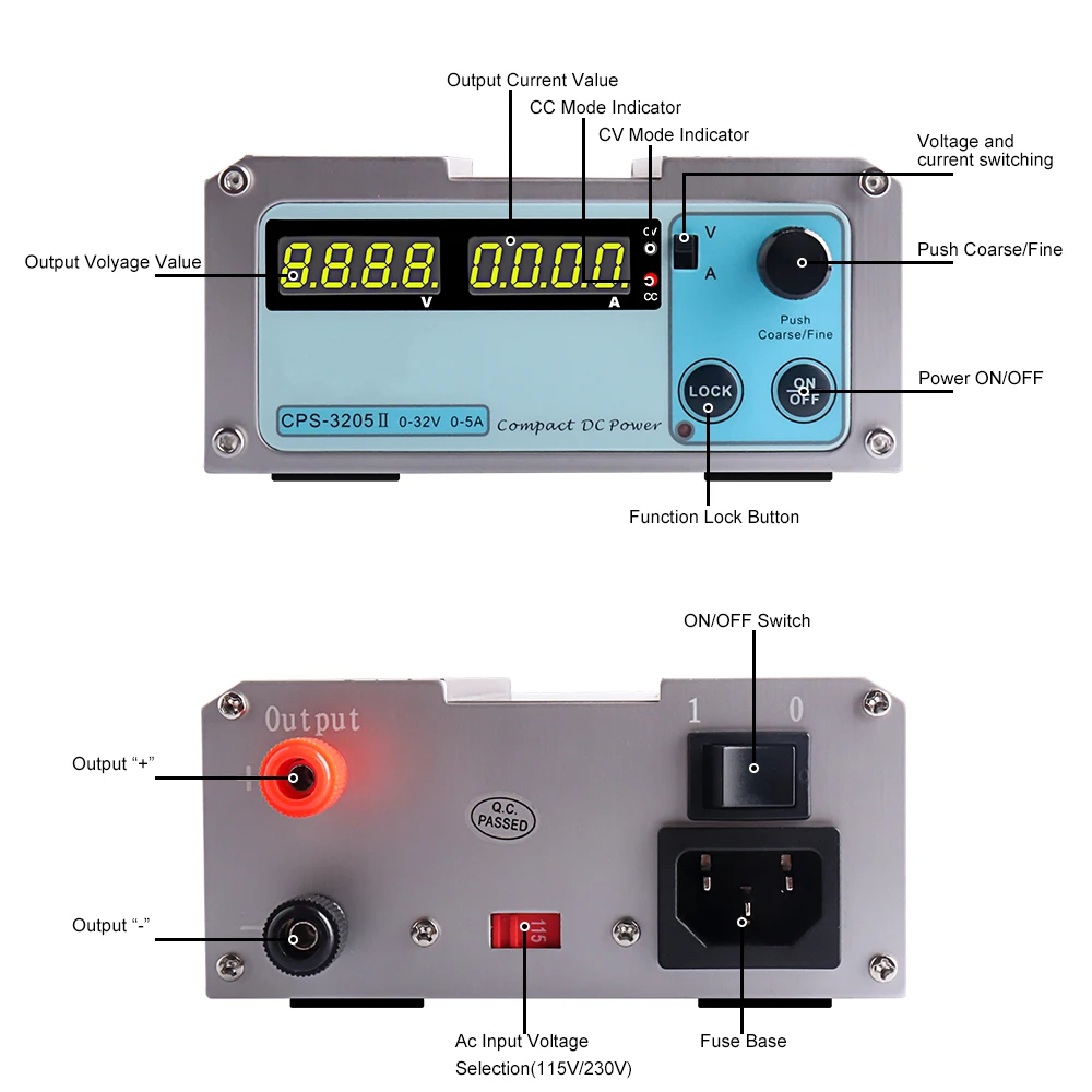 ДС 3205II источник питания постоянного тока Регулируемый цифровой мини-лаборатории питания 32V 5A 0,01 V 0.001A Напряжение регулятор источник питания постоянного тока