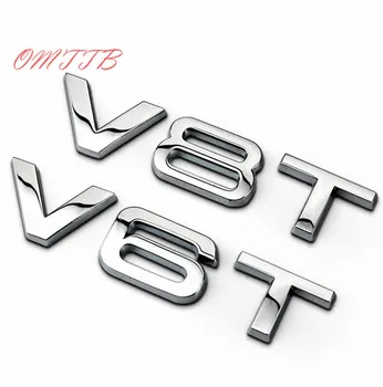 

V6T V8T logo 3D Metal Fender Side Body Badge Emblem car Sticker Auto Automobiles for Audi A4 A3 A5 A6 A1 Q3 Q5 Q7 Car-Styling