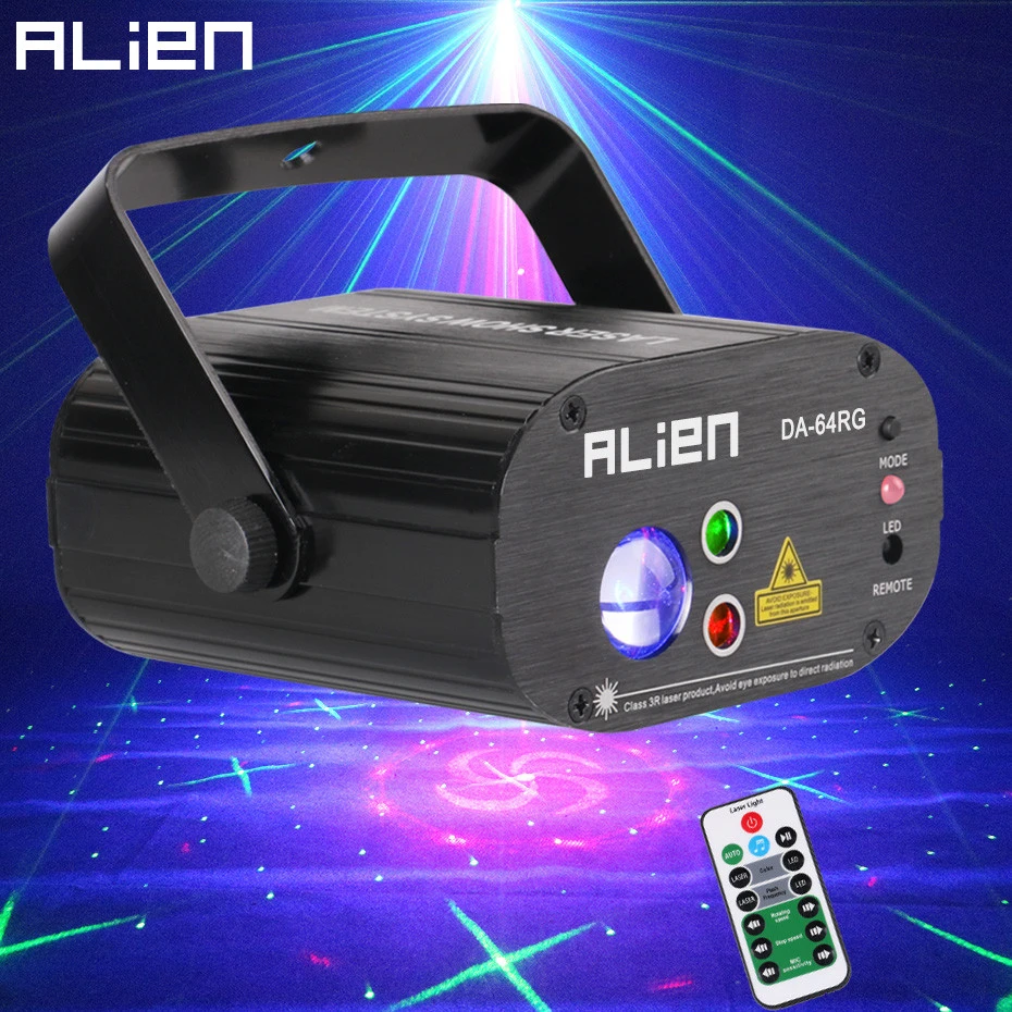 Alien 64 Patterns Rg Remote Laser Stage Projector Lighting Effect Dj Disco Party Christmas Holiday With Rgb Led Water Wave Light Stage Lighting Effect Aliexpress