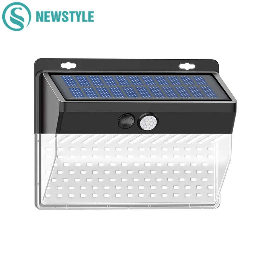 

206 LEDs Solar Wall Lamp LED Light 3 Modes PIR Motion Sensor 270° Wide Angle Waterproof Garden Light Outdoor Path Security Light