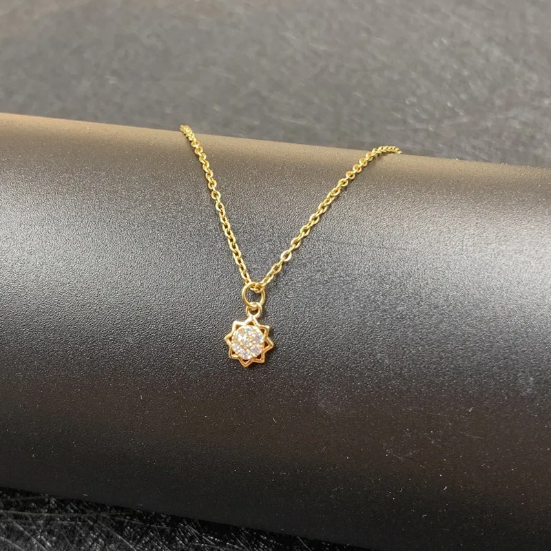 

Temperament Metal Eight-pointed Star Pendant Charm Chain Vintage Flower Plants Clavicle Necklace Jewelry Accessories Gifts