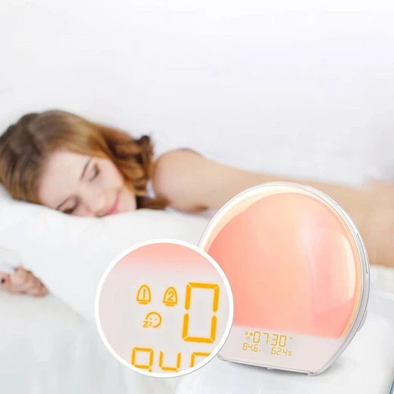 Wake-Up Light Sunrise и закат, природа Wake Up fm-радио Красочный будильник атмосфера светодиодный ночник US Plug