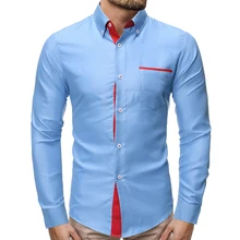 Офисная деловая рубашка мужские официальные Рубашки повседневные осенние Рубашки с длинным рукавом и карманом Camisa Masculina мужские облегающие рубашки
