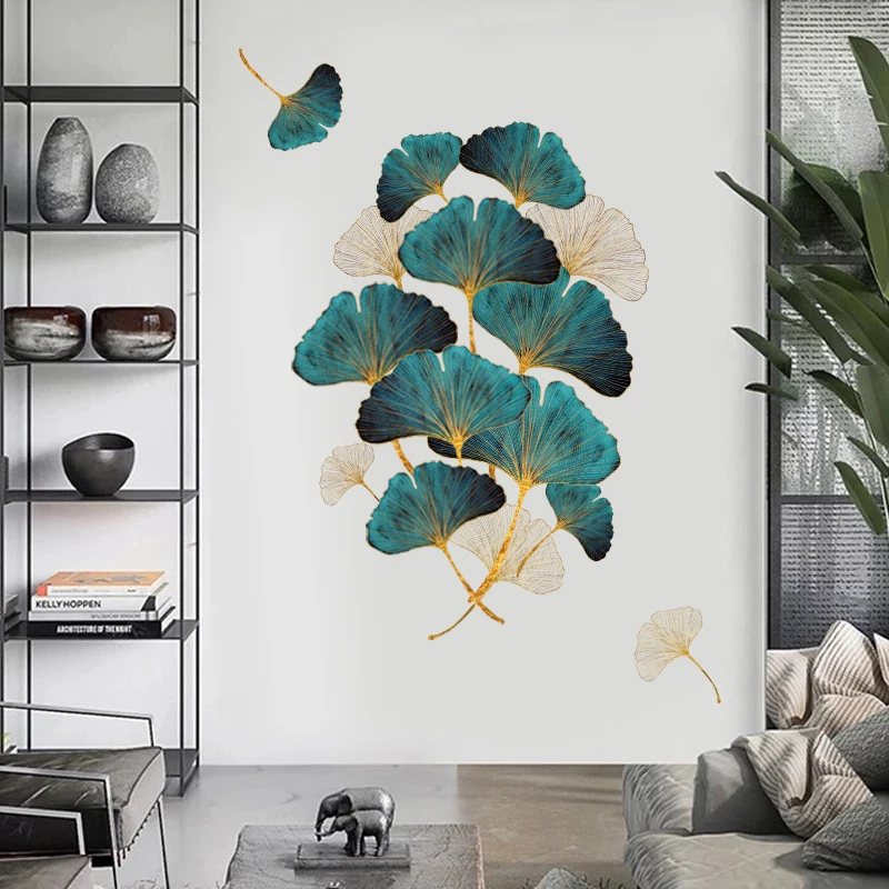 Large Size Ginkgo Biloba Wall Stickers For Living Rooms Home Decor Self-adhesive Sticker Room Bedside Background Wall decoration