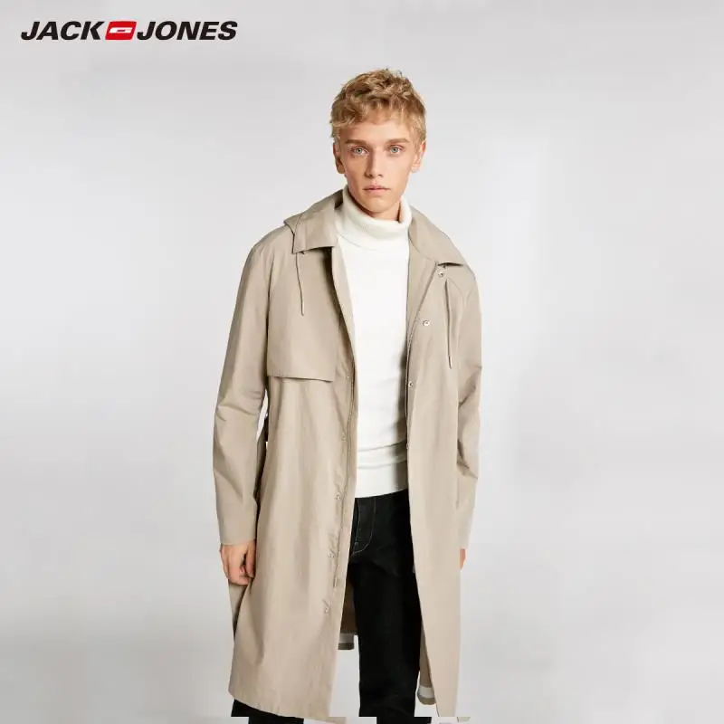 JackJones осенний мужской Тренч Повседневная Деловая ветровка длинная куртка