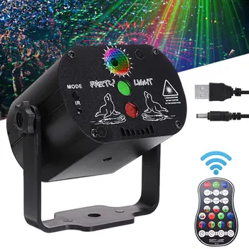 

LED Laser Projector Light Club DJ Disco Party Stage Light Soundlights 60 Patterns RGB Laser Disco LED Light USB Charge Lamp