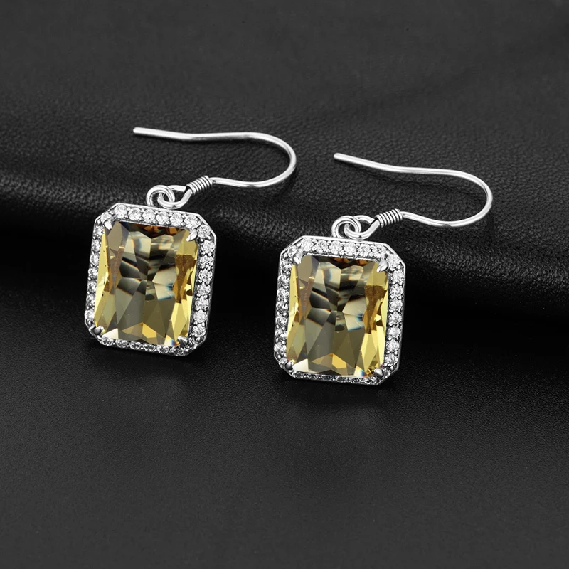 SzjinAo Blue Sapphire Earrings Stud 925 Sterling Silver Fashion Princess Engagement Wedding Accessories