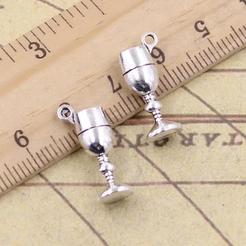 

12pcs/lot Charms Wine Glass 20x7x5mm Antique Silver Color Pendants Making DIY Handmade Tibetan Finding Jewelry For Bracelet