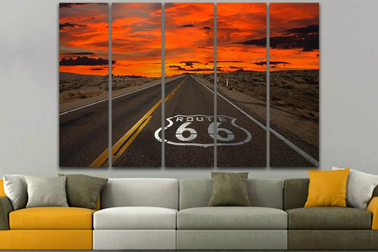 

Print Modular Picture Route 66 Highway Chicago Canvas Painting Tracel Road Poster For Living Room Home Decor Wall Art Framework