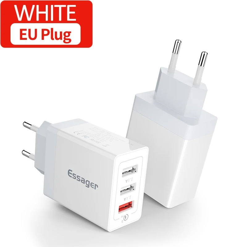 EU Plug White Essager 30 Вт QC 3,0 USB зарядное устройство Быстрая зарядка 3,0 Быстрая зарядка мульти разъем турбо настенное зарядное устройство адаптер для iPhone samsung Xiaomi Mi 9 - Тип штекера: EU Plug White