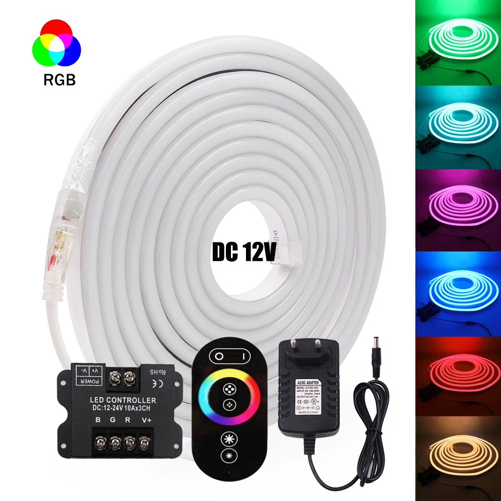 

Flex неоновый свет цветных (RGB) светодиодных лент задние габаритные огни 12В IP67 Водонепроницаемый неоновая вывеска для организаций и магазинов трубка веревки света с помощью РЧ-30A контроллер сенсорный пульт дистанционного управления светодиодной ленто