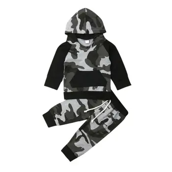 

Toddler Infant Baby Boys Clothes Camouflage Hooded Tops+Pants 2PCS Outfits Set