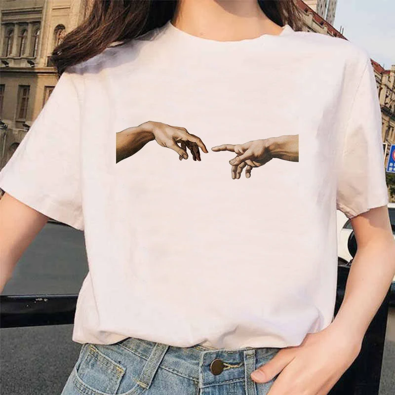 Новинка, футболка микеланжело, Ulzzang Hands Femme, винтажная женская футболка Харадзюку, 90 s, эстетическая, женская, эстетическая, гранж, графическая футболка
