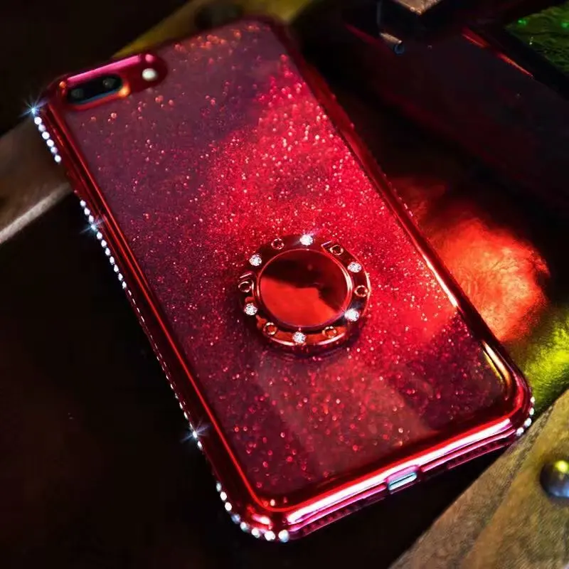 

Cases For OPPO A5 A9 2020 A5S A11X F11 Reno 3 Z 2 2z ACE Realme X 5 X2 Pro Q Glitter Sequin Plating Cover With Ring TPU Fundas