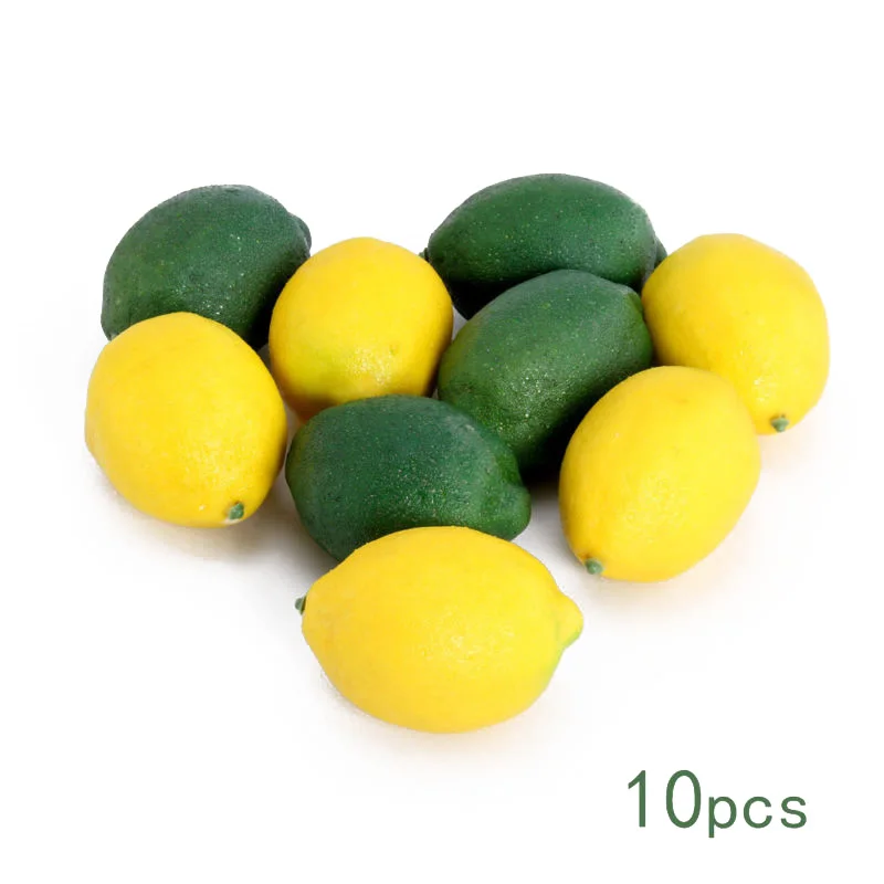 

10 Pcs Limes Lemons Fruit Decorative Plastic Artificial Food/Fake Home Decor UK