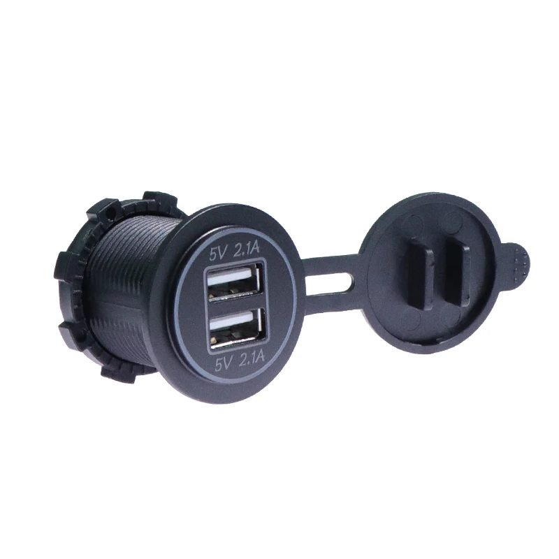 Автомобиля с двумя портами USB Зарядное устройство Крышка для мото Авто Грузовик ATV Лодка 12 V-24 V светодиодный двойной USB гнездо Зарядное устройство Мощность адаптер