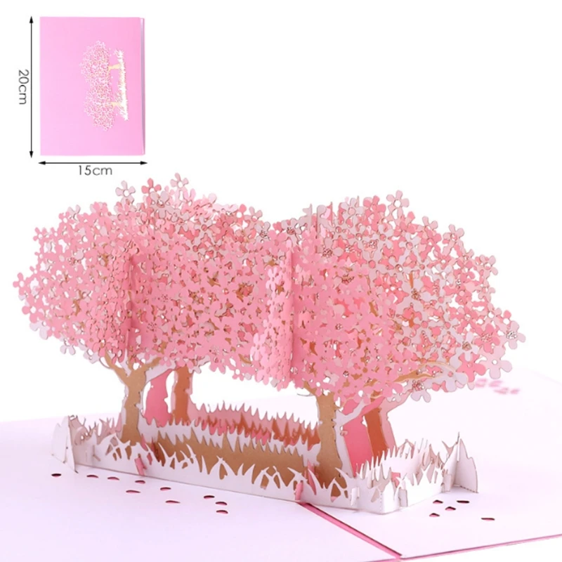 Cherry Blossom Greeting Card Handmade Birthday Wedding Invitation 3D Pop Up Card E65B - 4.00027E+12