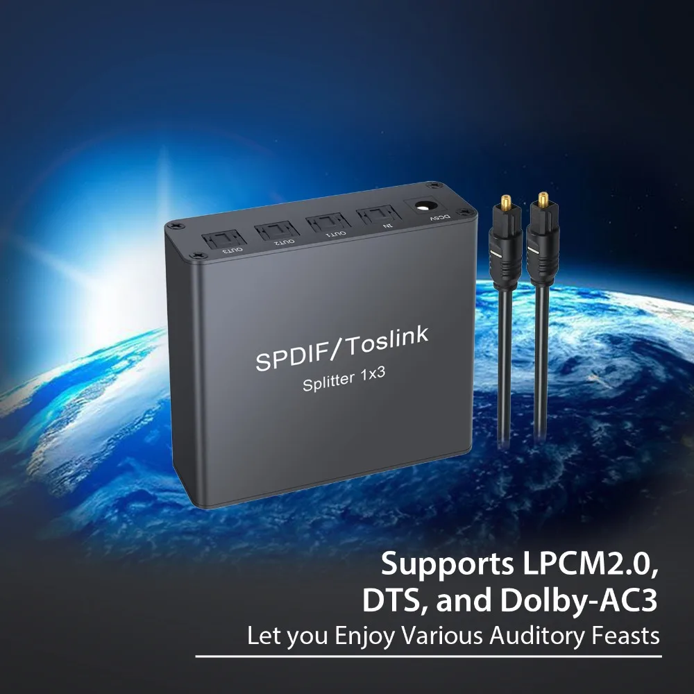 Proster 1x3 разделитель Toslink 3 порта SPDIF Toslink оптический цифровой аудио сплиттер 1 в 3 Поддержка LPCM 2,0 DTS DAC конвертер