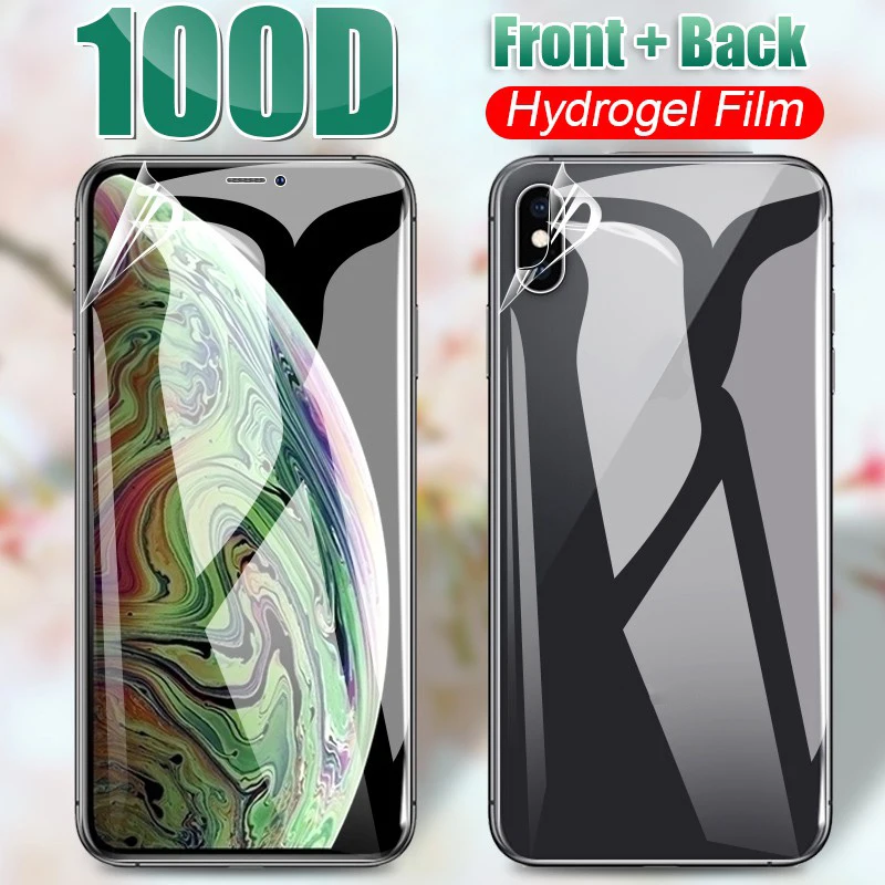 100D передний и задний защитный гидрогель пленка для Iphone 11 Pro Xs Max X Xr 6 S 7 8 плюс