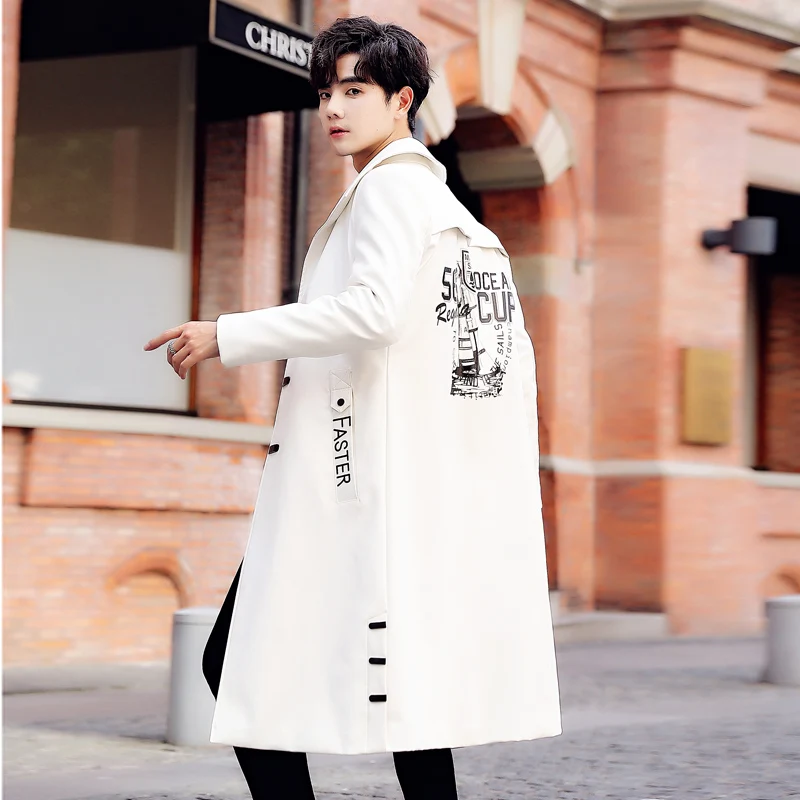 Leather jacket, long men's jacket, leather windbreaker jacket, windbreaker