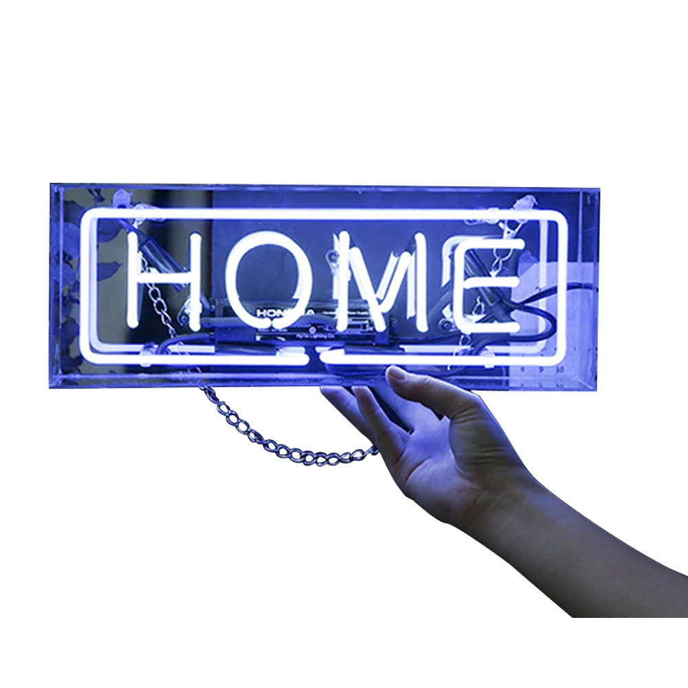 Home Подвесной атмосферный светильник, декоративная лампа, свадебный бар, коробка для дня рождения, неоновая вывеска для спальни, вечерние, ручной работы, доска для сообщений, акриловые подарки - Испускаемый цвет: Home