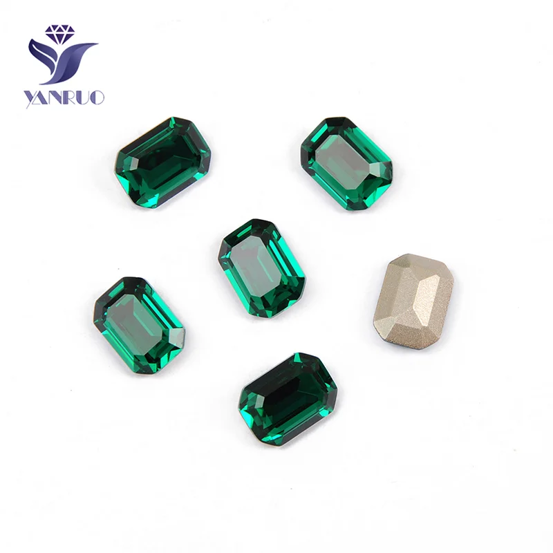 Emerald Yanruo 4610 восьмиугольник Высокое качество Необычные алмазные стеклянные кристаллы стразы камни Швейные бусины Золотой коготь для одежды аксессуары - Цвет: Emerald