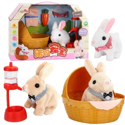 Robot lapin jouets électroniques en peluche doux, Animal mignon, arc de marche, nez secoué, oreilles, jouets pour enfants, cadeaux d'anniversaire 