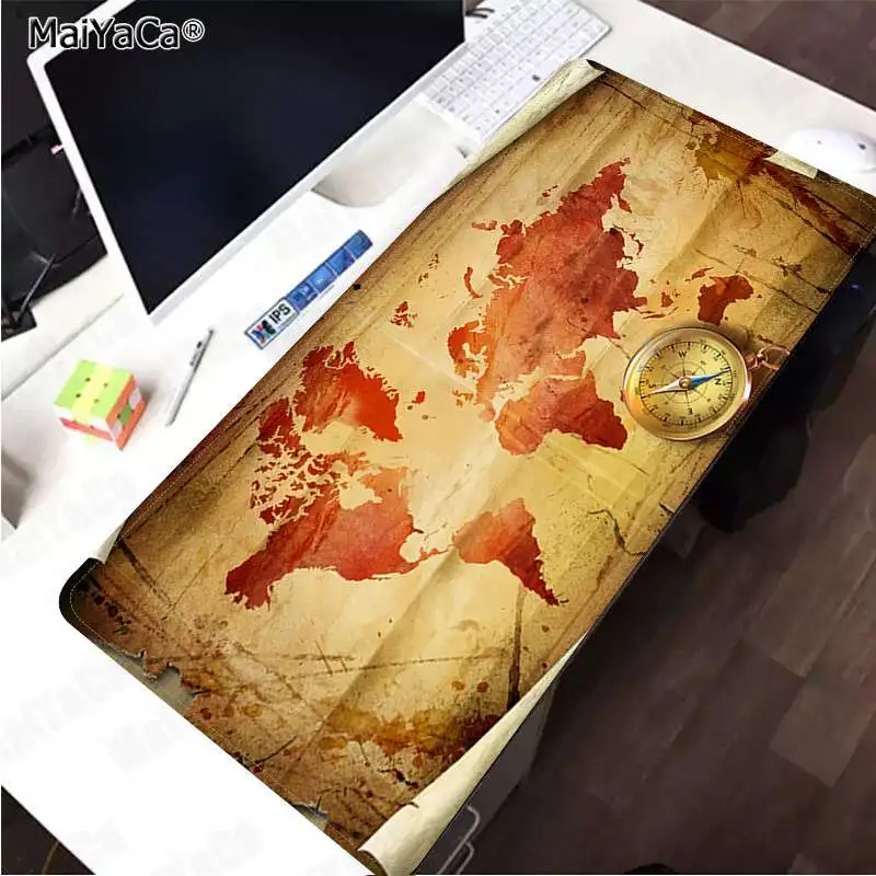 MaiYaCa Ретро Карта Компас DIY дизайн игровой с узором коврик для мыши скорость/Управление версия большой игровой коврик для мыши - Цвет: Lock Edge 40X90cm