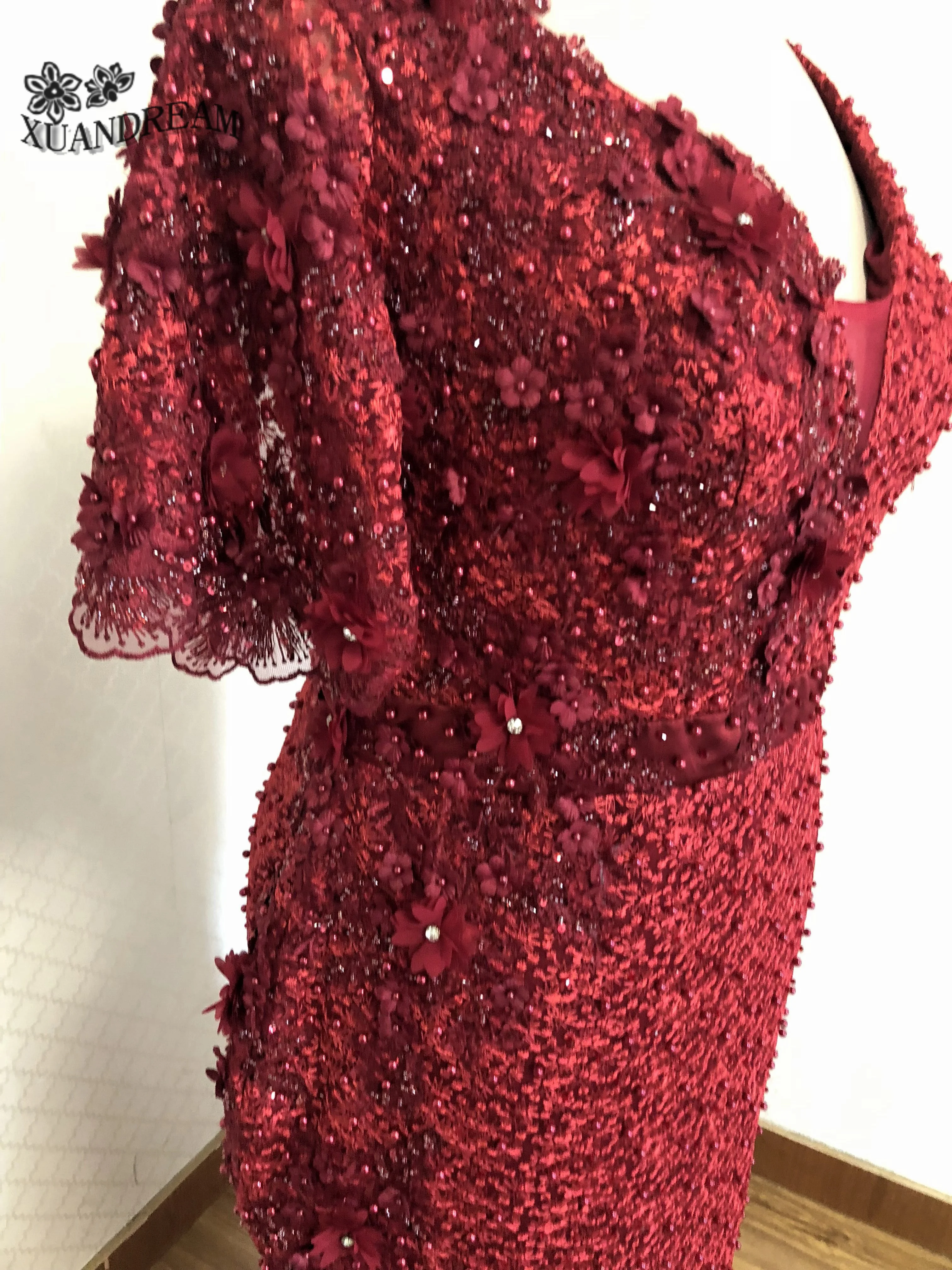 Новое поступление реальные фото тяжелые бусины вечернее платье vestido Формальные mujer юбка Русалка больших размеров Формальное вечернее платье XD-65