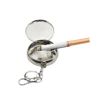 

Portable Pocket Ashtray/Vehicle Cigarette Ashtray Mini Stainless Steel Ashtray with Key Chain and Cigarette Snuffer Round Small