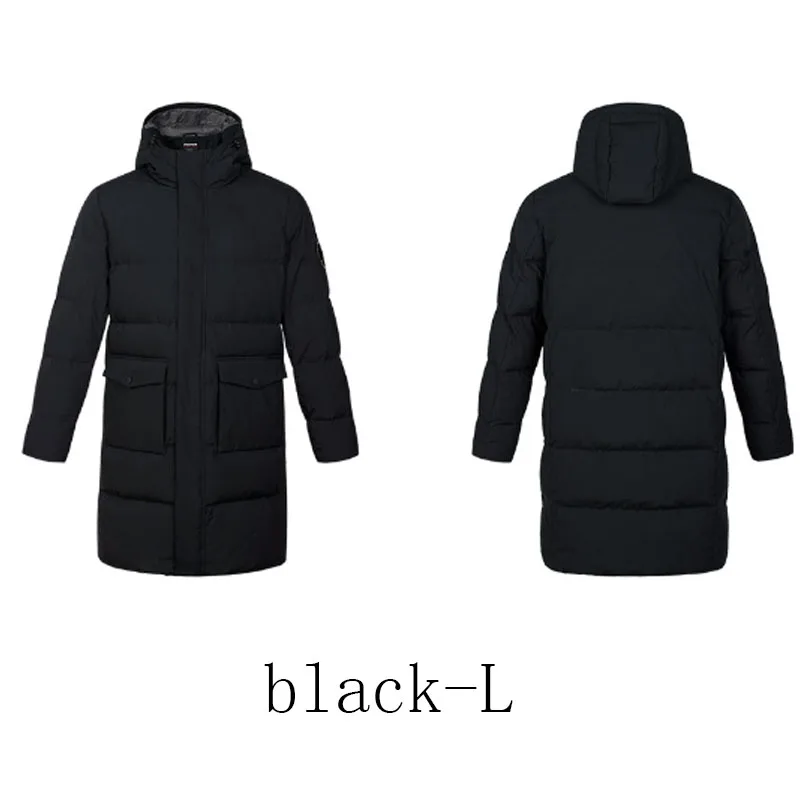 Black-L Xiaomi ULEEMARK Мужская Утепленная куртка средней длины пуховик 80% утиный пух пальто ветрозащитное водонепроницаемое пальто ветровка - Цвет: Black-L