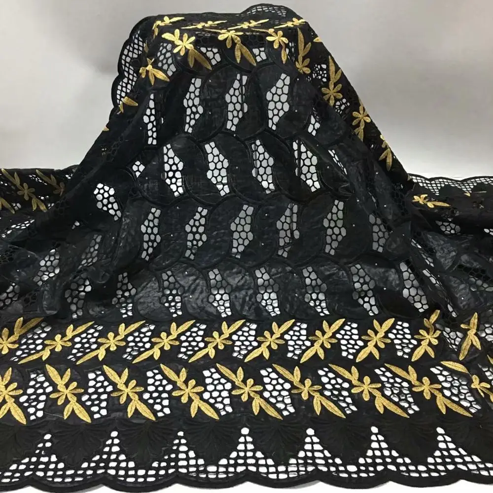 Hot Sale Latest Black African Bazin riche fabric with Stone embroidery Lace Top Quality Riche 5Yards for Dress Material | Дом и сад