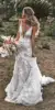 Vintage Mermaid Spaghetti Wedding Dress 2022 V-neck Backless Lace Appliques 3D Flowers Country Bridal Gown Plus Size Custom Made ► Photo 3/6
