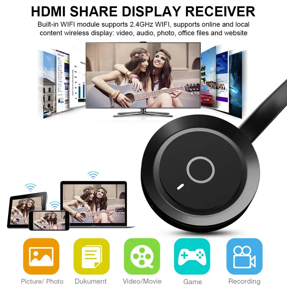 

G17 TV Stick MiraScreen WIFI Portable Display Receiver 1080P HDMI Miracast Dongle For IOS IPhone IPad/Mac/Android Smartphones