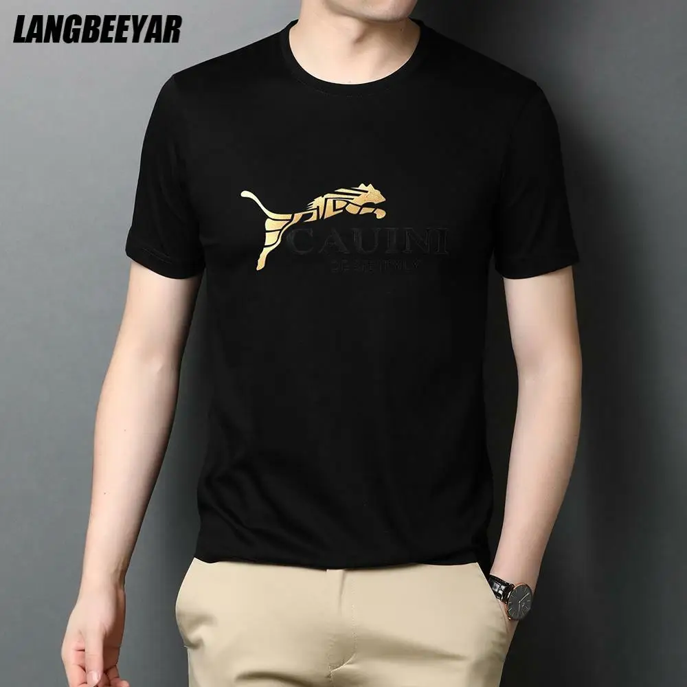 

Mercerized Cotton Summer New Brand Designer Trends Tops Pattern Short Sleeve Casual Fashion O Neck t Shirt For Men Clothes