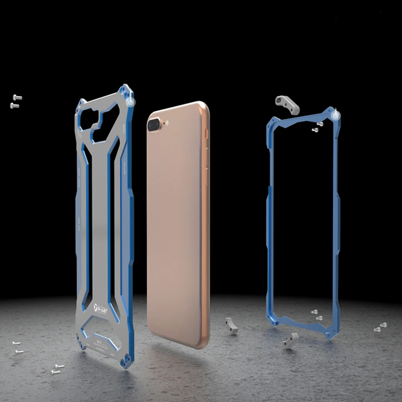 R-JUST, Роскошный чехол для iPhone 7/8 Plus, Алюминиевый металлический сверхпрочный защитный чехол, противоударный, защита от падения, бампер, рамка