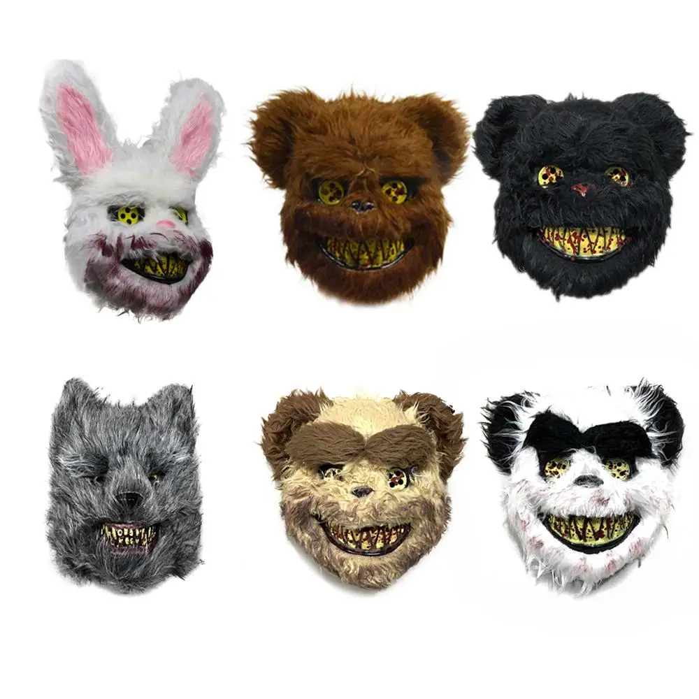 

2019 New Halloween Masquerade Mask Bloody Rabbit Mask Killer Teddy Bear Halloween Cosplay Horror Mask