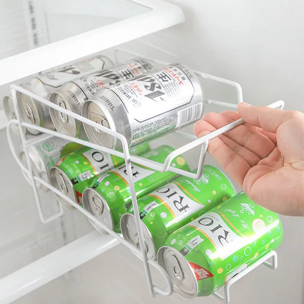 iron Beverage Beer Rack Storage Organizer Holder can tank Kitchen Finishing Refrigerator Fridge Pantry Space Saver Tools