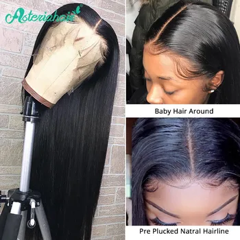 

Asteria 13x6 Lace Frontal Wig PrePlucked Brazilian Straight Lace Front Human Hair Wig For Black Women 180% 250% Density Remy Wig