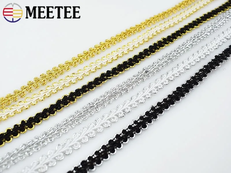 Кружевная швейная накладка Meetee 20 метров 0 8 см изогнутая золотого серебряного
