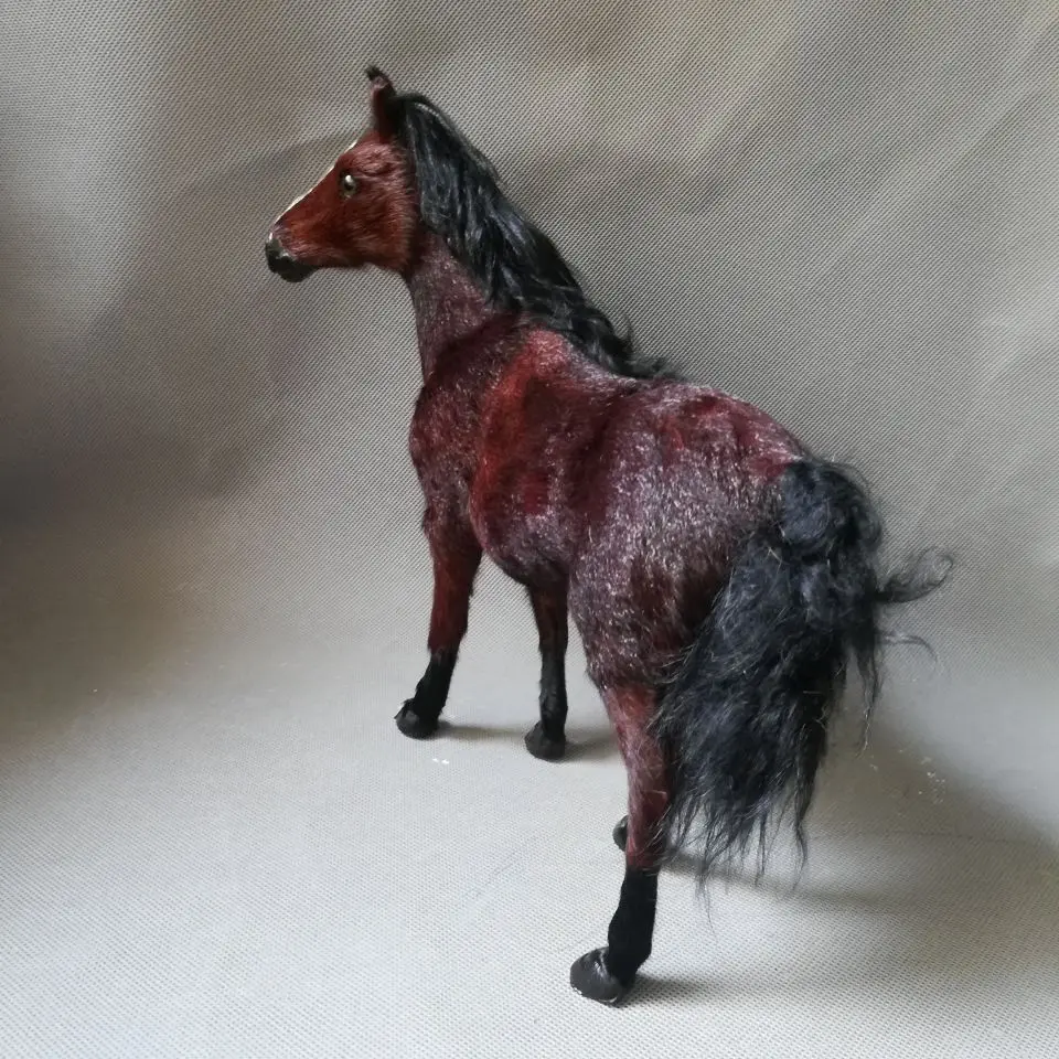 Реальная жизнь игрушка около 26x22 см коричневая игрушечная лошадь полиэтилен и меха лошадь модель домашнего интерьера украшения, рождественский подарок h0558