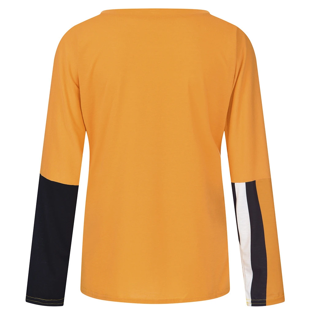 JAYCOSIN Fashion Blouse Casual Loose Round Neck Long Sleeve Color Matching Shirts Blouses Embroidery Casual Women Full Shirt 722